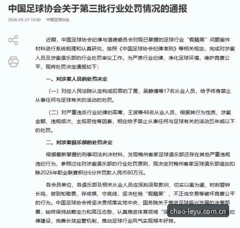 中国足协第三批禁足名单最新动态：65人受罚，17人终身禁赛引发行业震动